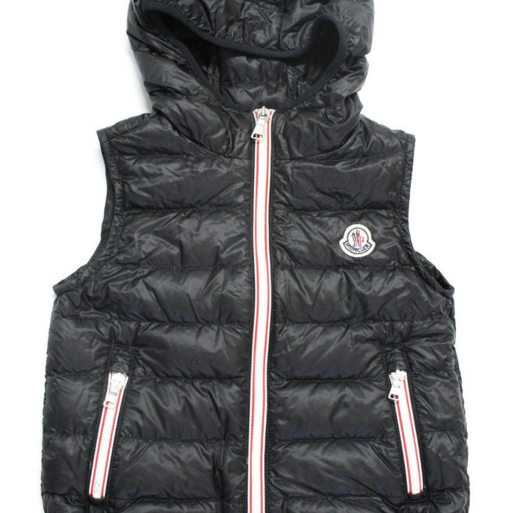 MONCLER Black Children Unisex Hooded Puffer Vest